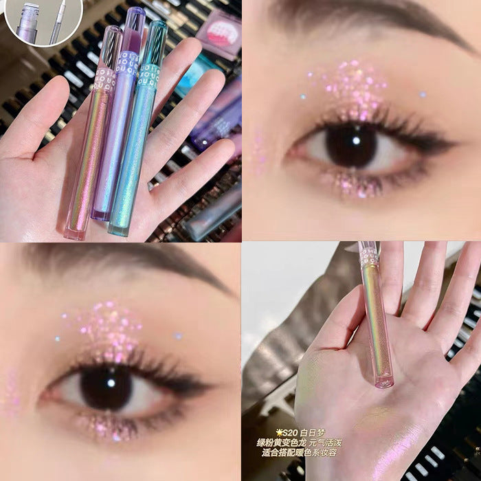 OUOII gilt စိတ်ကူးယဉ်အရည် eye shadow အကောင်းစား glitter glitter အမှုန့် pearlescent silkworm အရည် eye shadow အလှကုန်