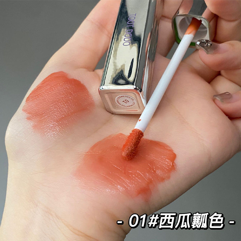 Toot Dodo~Flower Heart Scattered Small Silver Tube Mirror Lip Glaze Moisturizing and Moisturizing Watery Lips Lipstick Lip Gloss for Women