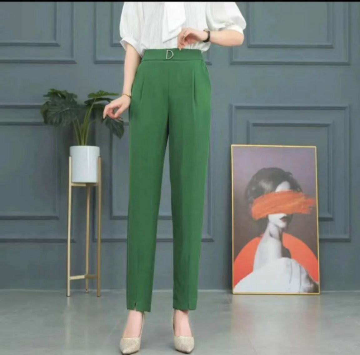 Women's pencil pants women's harem pants high waist loose women's trousers spring and autumn new small slim professional casual pants
