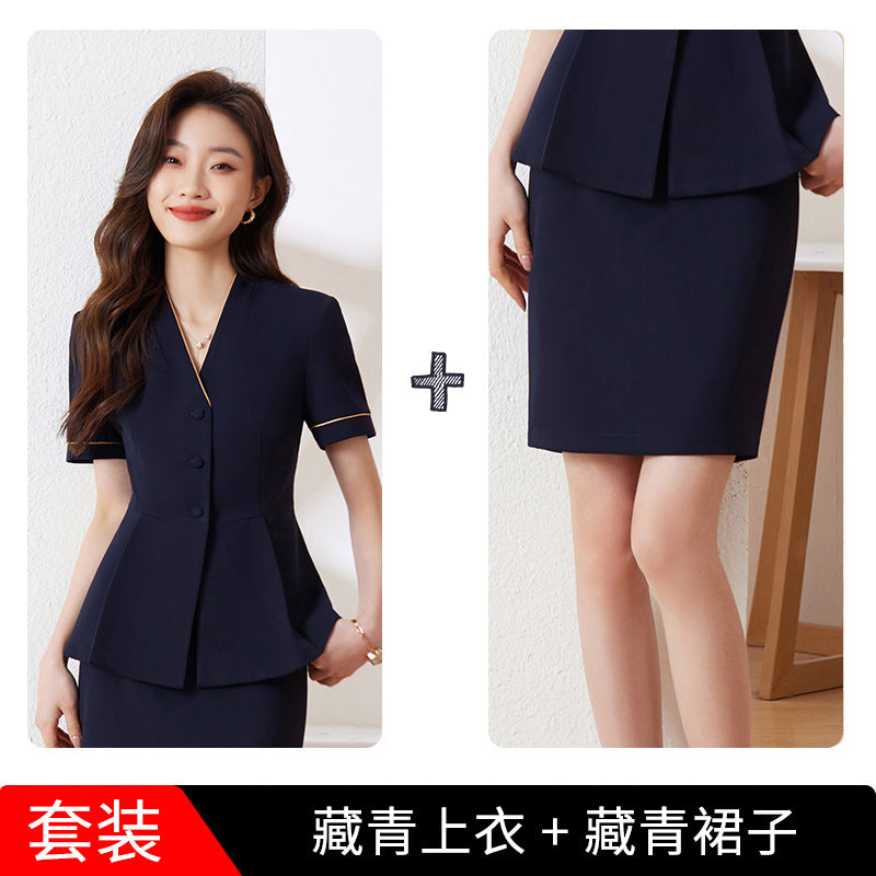2023职业装套装女夏季气质女神范上班干练经理美容西装套裙工作服