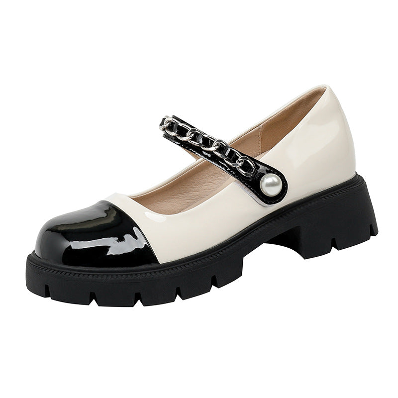 32-39 small size women's shoes French Mary Jane women's shoes summer thin section thick-soled small leather shoes with single shoes women
