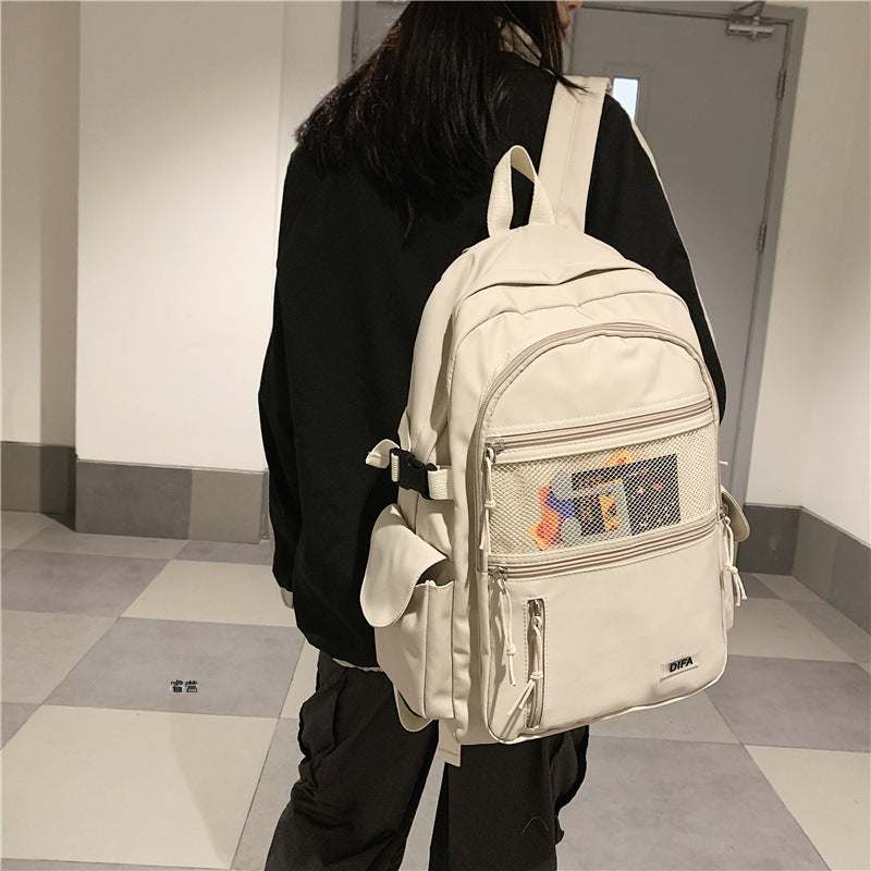 ins Japanese workwear schoolbag men's backpack women's Korean style high school college student simple backpack large capacity backpack