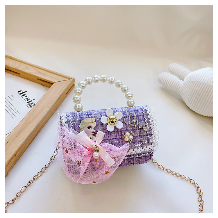 New style children's small square bag, stylish princess handbag, Korean style girl's chain crossbody bag, children's shoulder bag wholesale