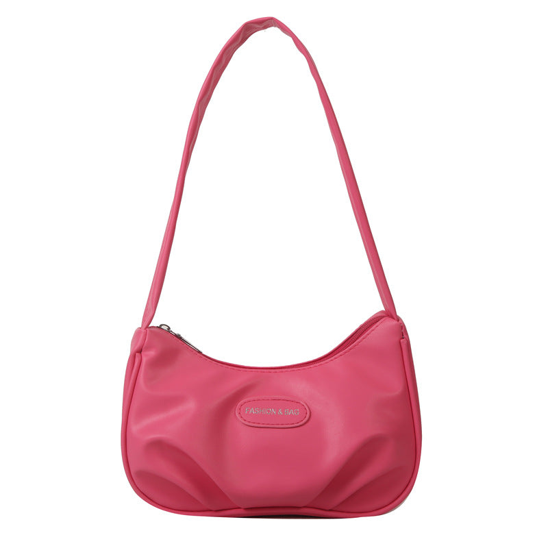 Niche texture silver bag for women 2023 new summer shoulder crossbody bag high-end pleated armpit crescent bag
