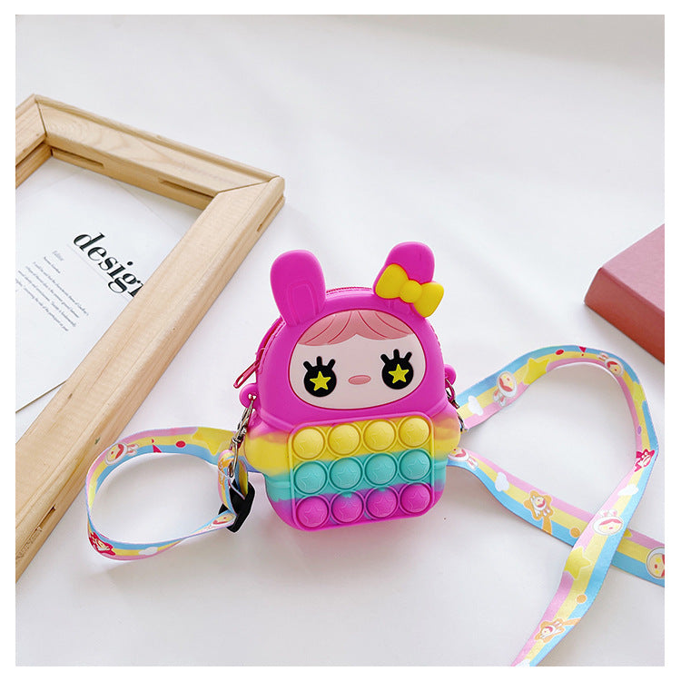 Cartoon Doll Pinch Toy Children's Bag Baby Cute Silicone Coin Purse Mini Children's Crossbody Bag Wholesale