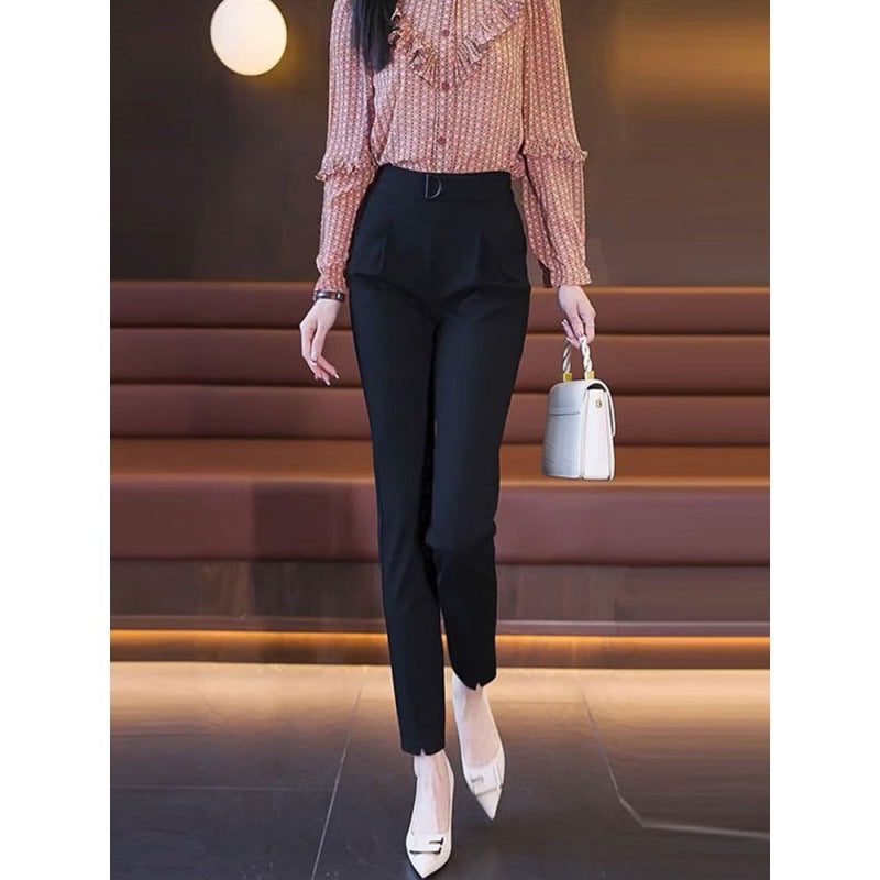 Women's pencil pants women's harem pants high waist loose women's trousers spring and autumn new small slim professional casual pants