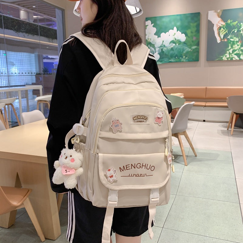 Middle school student schoolbag female junior high school student high school large capacity college student backpack Klein blue backpack male ins trend