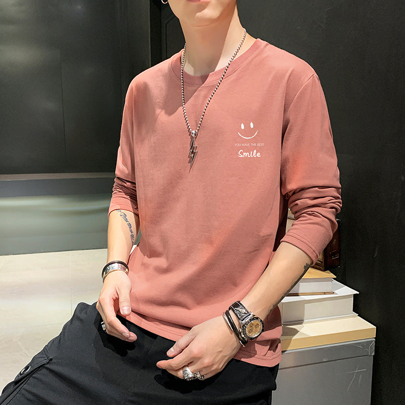 秋季新款长袖T恤男士纯棉韩版圆领休闲打底衫上衣青少年卫衣男款