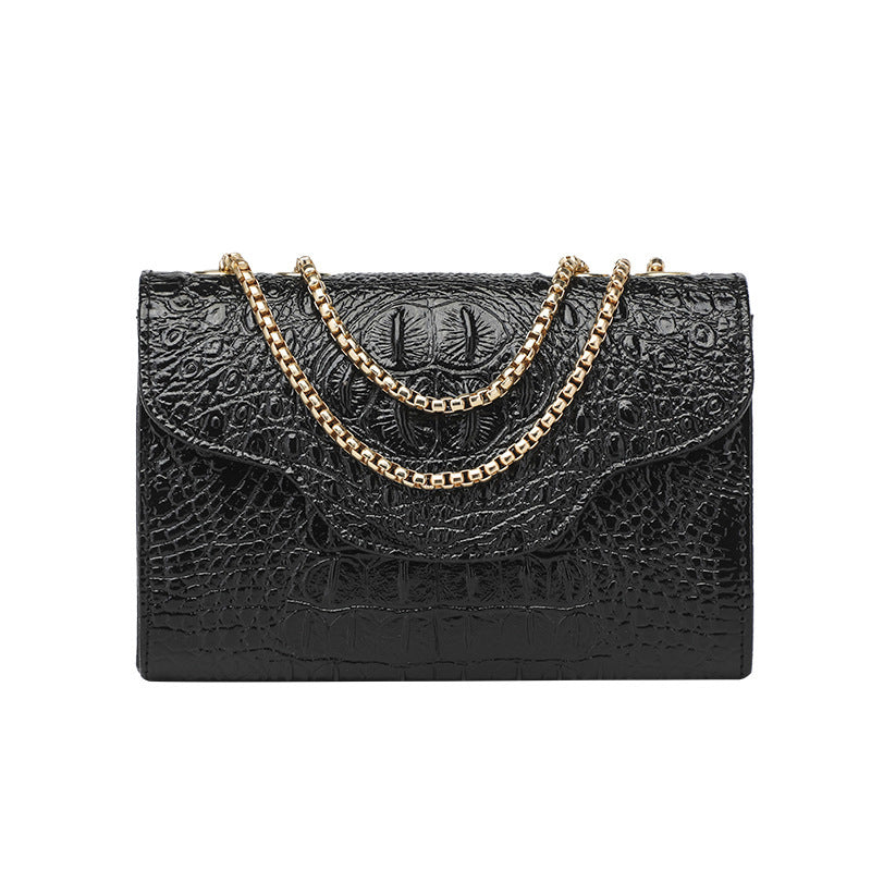 Welfare style fashionable crocodile pattern small square bag 2023 ladies bags cross-border women's bag wholesale versatile chain bag