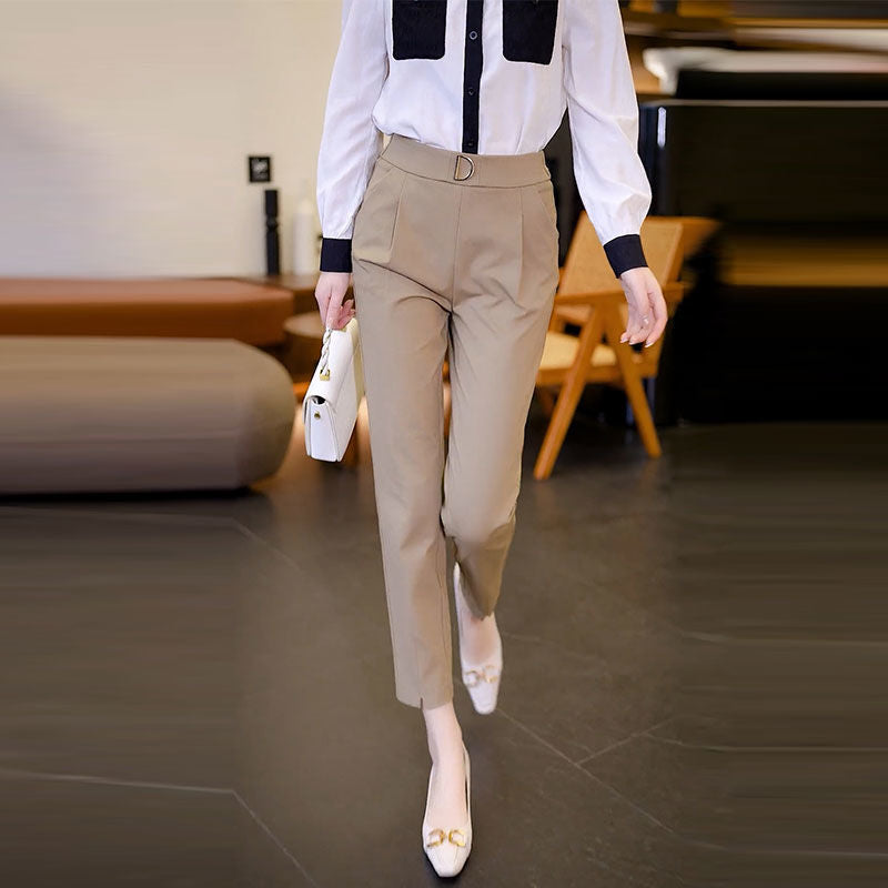 Women's pencil pants women's harem pants high waist loose women's trousers spring and autumn new small slim professional casual pants