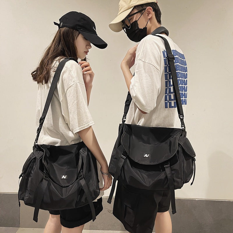 Work bag crossbody bag men's trendy brand Japanese hip-hop ins shoulder bag casual student trendy backpack women's shoulder bag