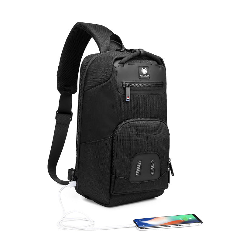 Ozuko new men's chest bag student shoulder bag waterproof Oxford cloth trendy brand large capacity men's crossbody bag