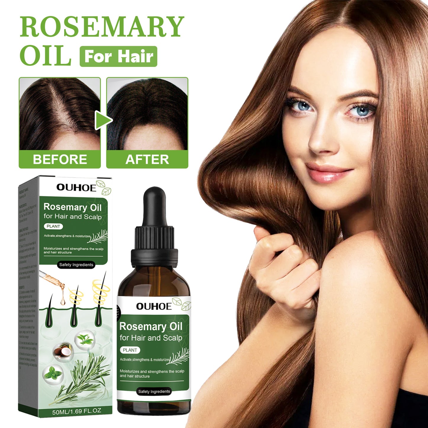 OUHOE hair care rosemary oil solid hair anti-hair loss hair care hair care strong nourishing hair hair care essential oil