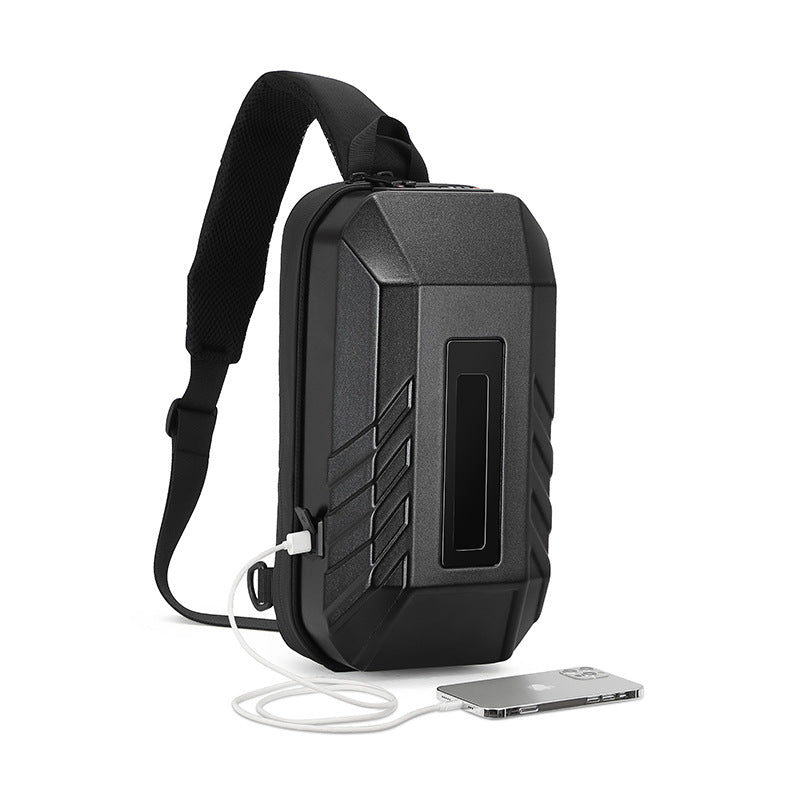 Ozuko trendy men's bag crossbody bag large capacity smart LED hard shell chest bag outdoor sports men's crossbody bag