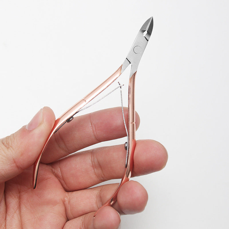 Stainless steel dead skin scissors set rose gold nail removal steel push manicure tool dead skin pliers double-headed nail removal planer