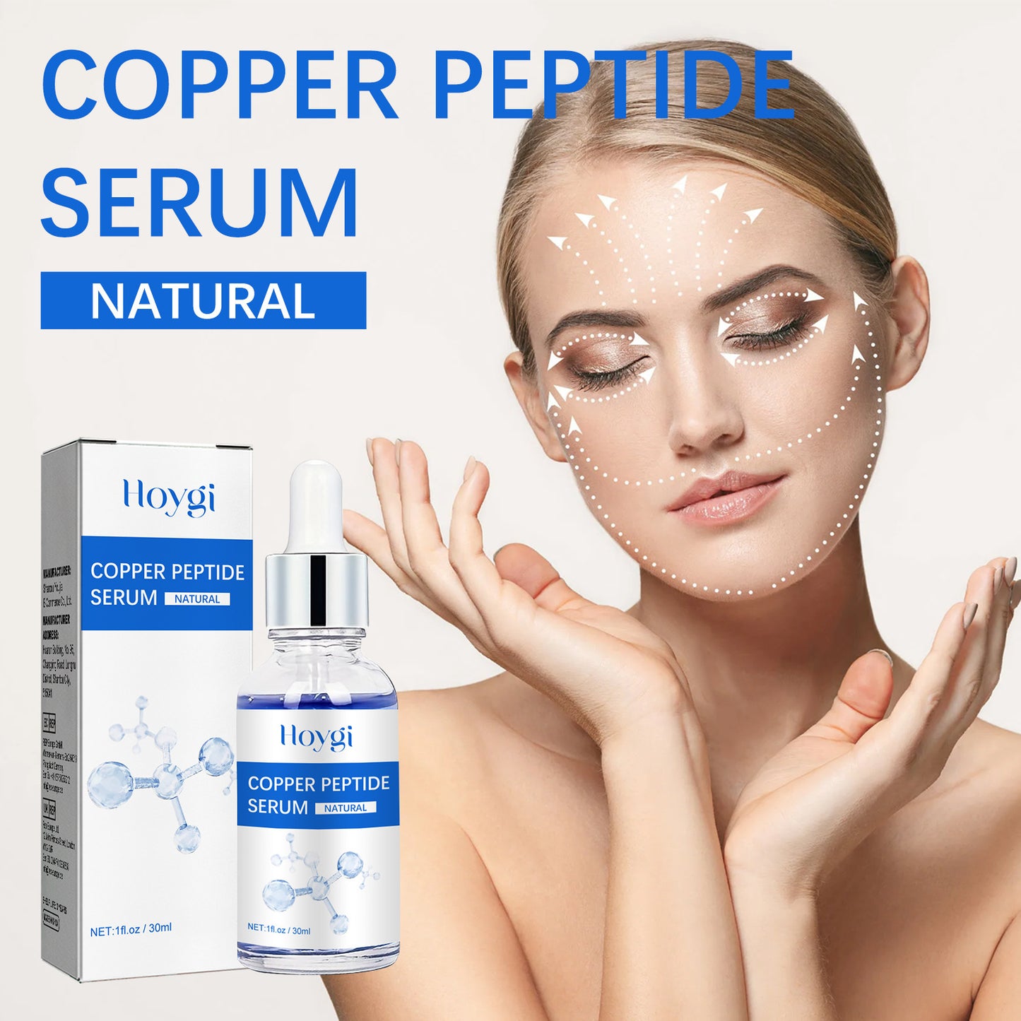 Hoygi Blue Copper Peptide Anti-Wrinkle Essence Moisturizing and Firming Skin Fading Facial Fine Lines Essence