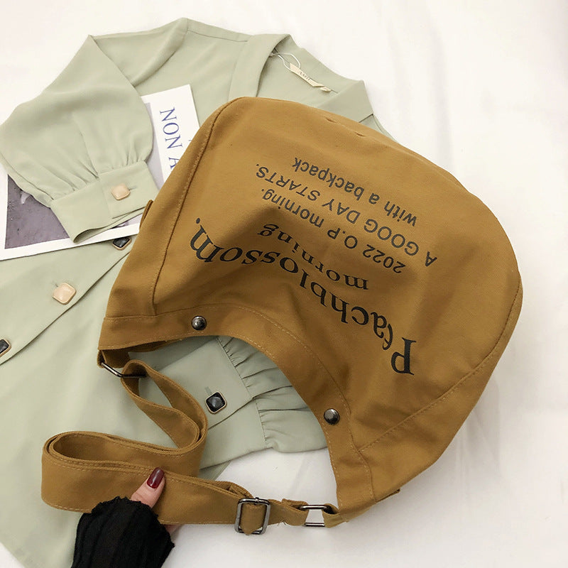 Letter canvas bag for women 2022 new trendy fashion versatile tote bag student class large capacity crossbody bag