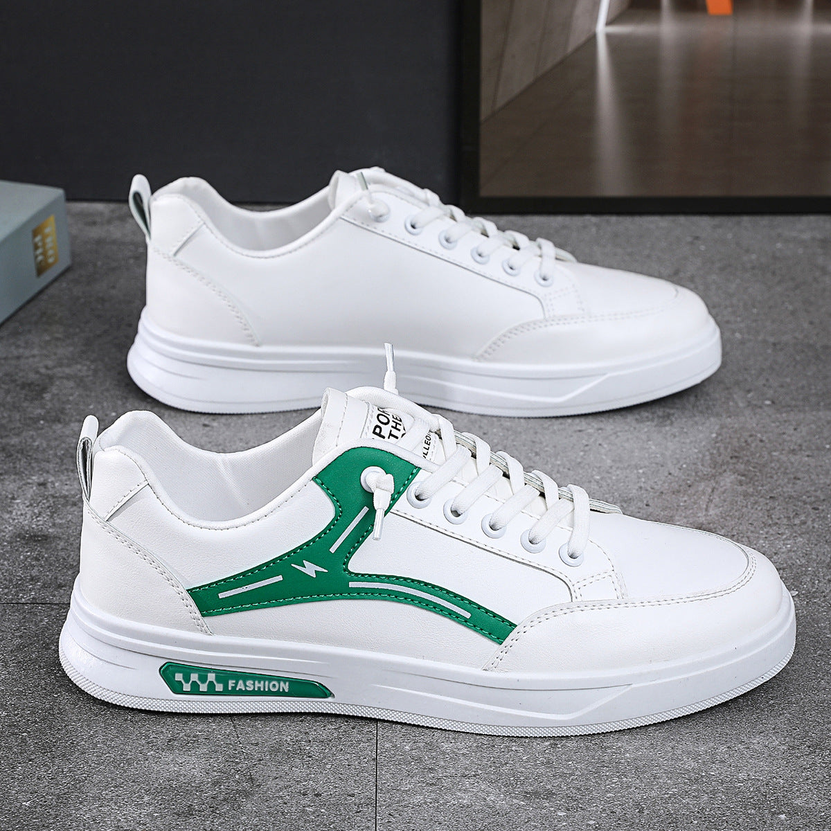 Board shoes men's 2023 new spring men's students sports casual board shoes leather surface Korean version all-match small white shoes
