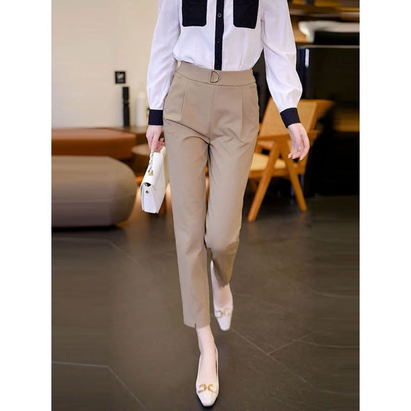 Women's pencil pants women's harem pants high waist loose women's trousers spring and autumn new small slim professional casual pants