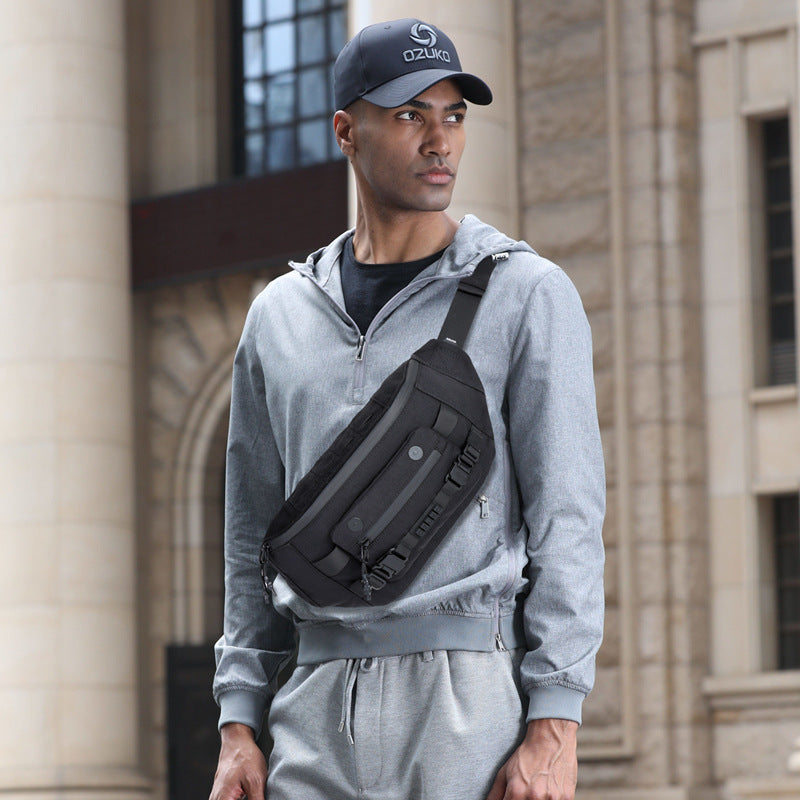 Ozuko tactical waist bag functional large capacity men's shoulder bag outdoor waterproof bag men's crossbody bag high-end