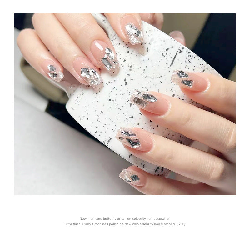 Nail art jewelry wholesale mini small crystal white diamond washable mesh hot base special-shaped silver diamond nails super shiny