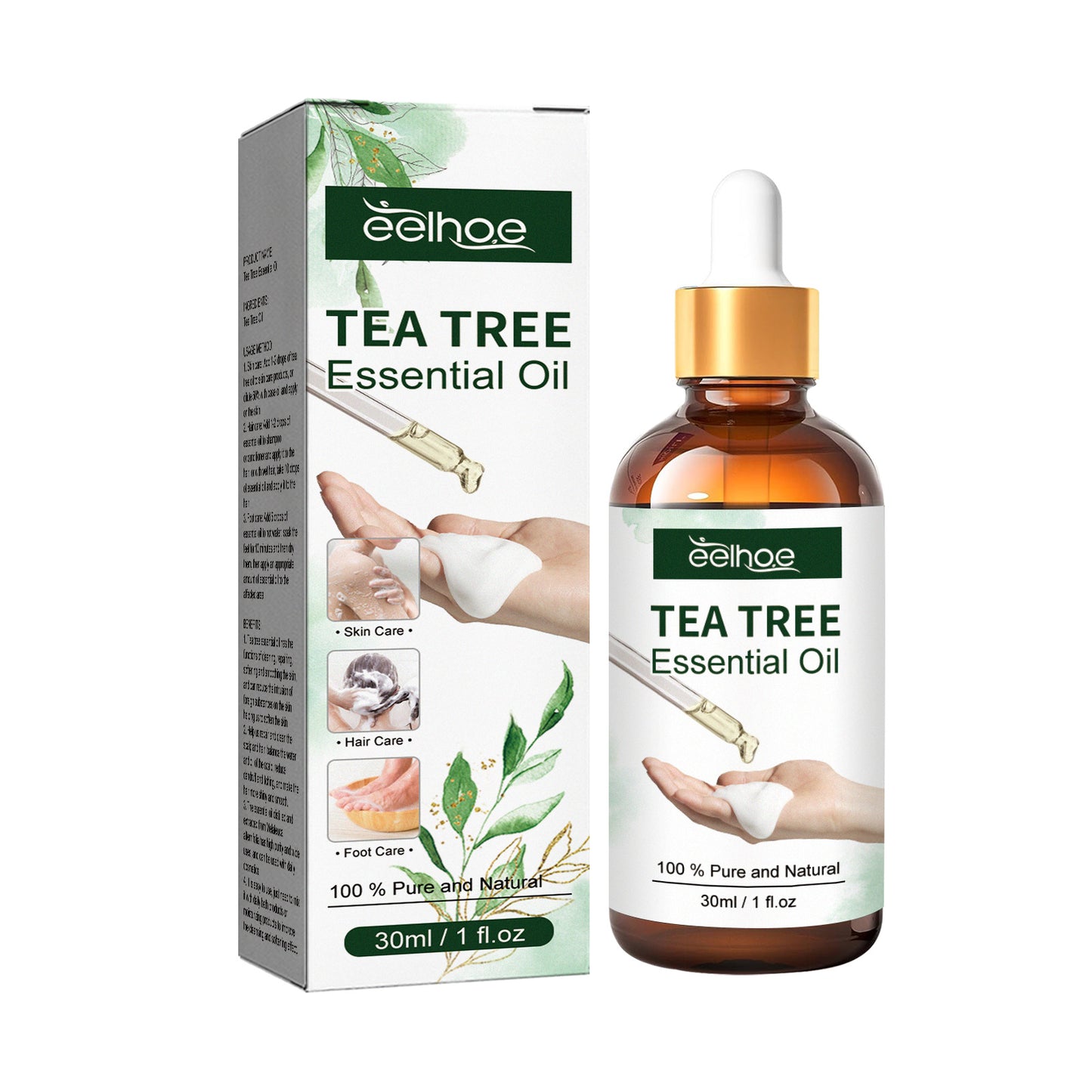 EELHOE Tea Tree Massage Essential Oil Repairs Hair, Moisturizes Facial Skin, Hydrating and Moisturizing Skin Essence