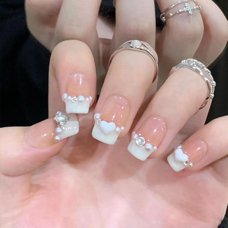 Handmade Nail Patch Wholesale Broken Diamond Love Warm Elf Nail Art Patch Finished Hot Girl Nail Patch Jelly Glue