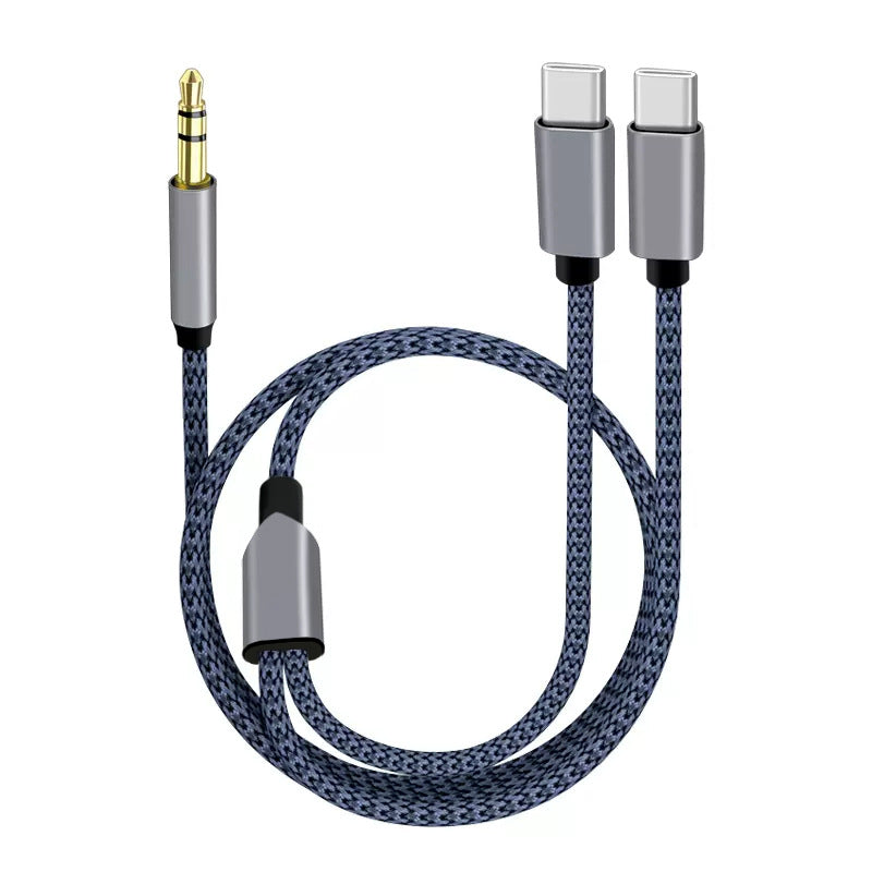 佰通二合一AUX音频线ios手机车载音箱耳机听歌安卓转换连接线工厂
