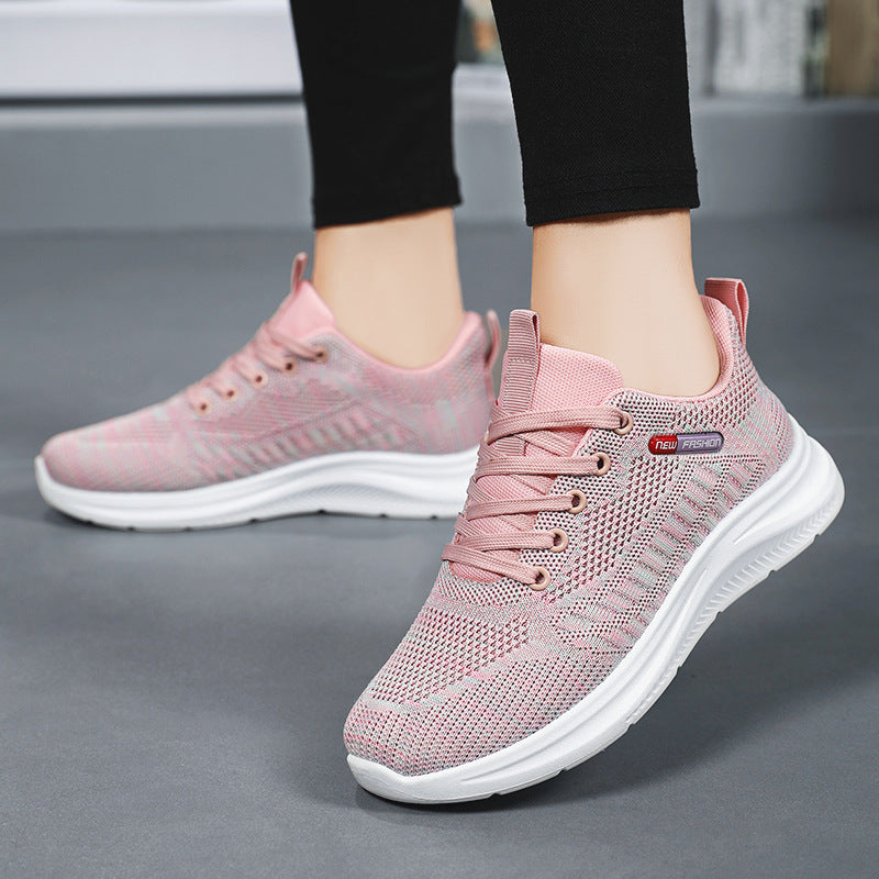 鞋子女2023秋季新款外贸飞织女鞋跨境shoes软底休闲运动鞋女