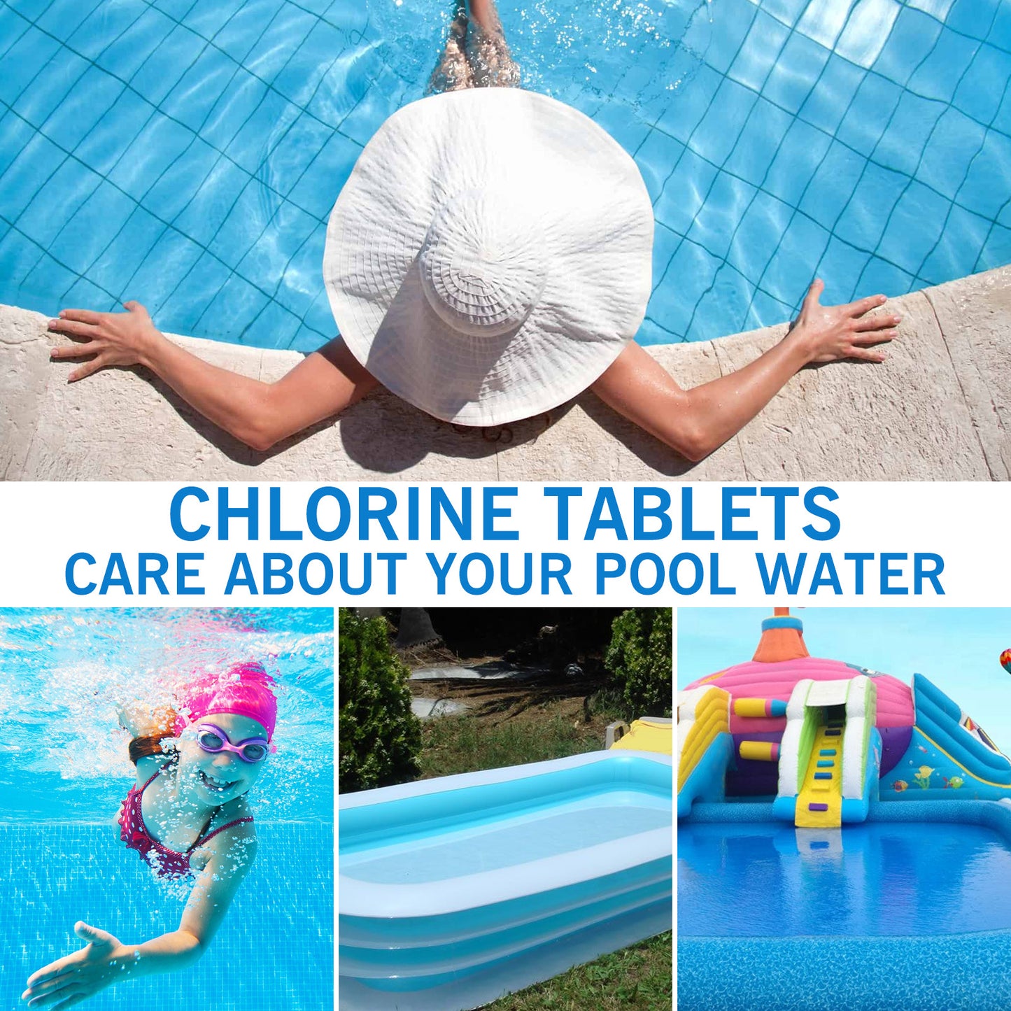 EELHOE swimming pool effervescent chlorine tablets water quality cleaning algaecide clean water effervescent tablets remove green water decontamination