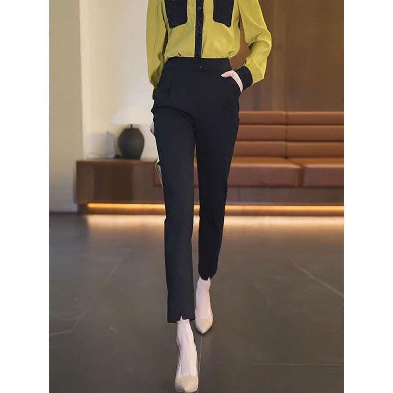 Women's pencil pants women's harem pants high waist loose women's trousers spring and autumn new small slim professional casual pants