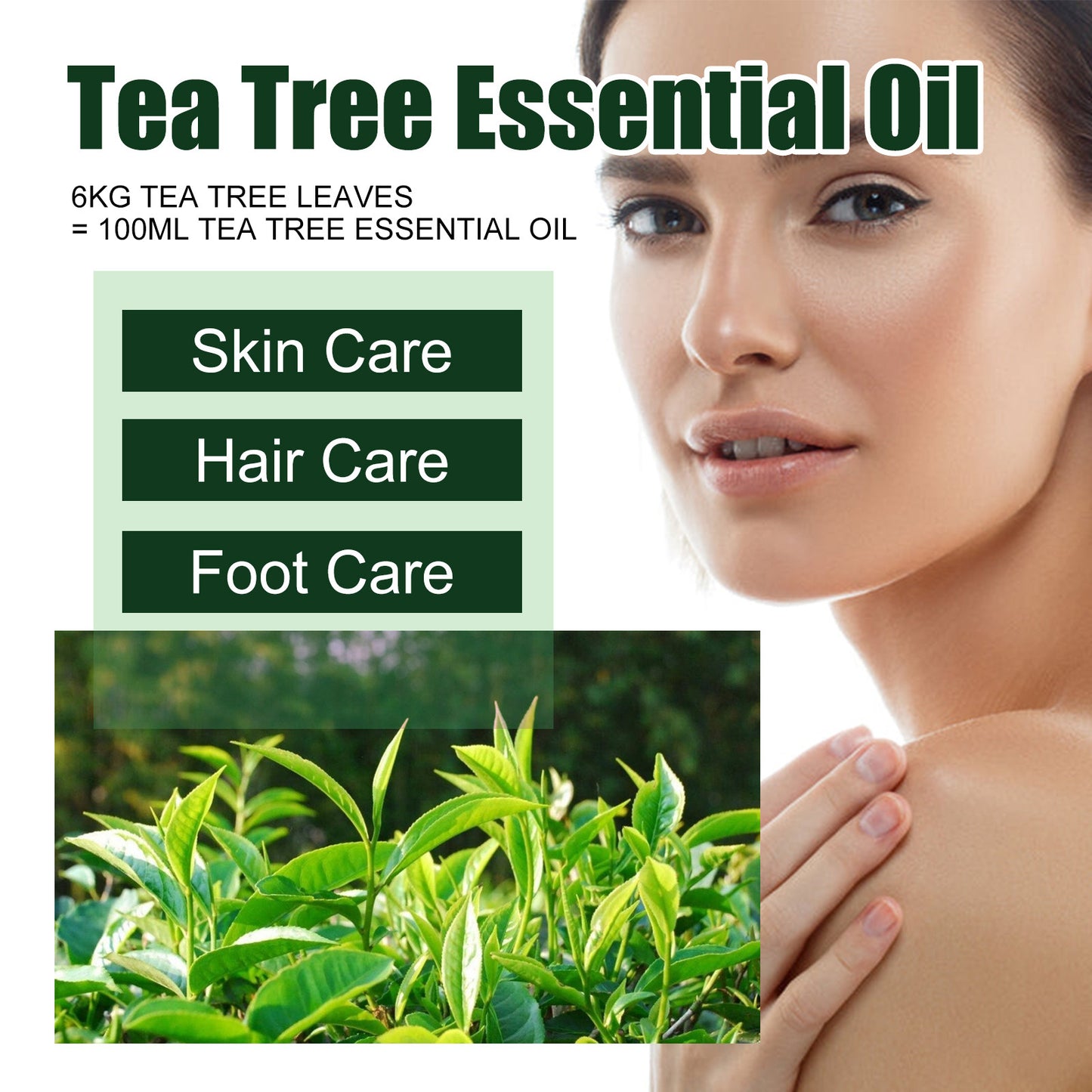 EELHOE Tea Tree Massage Essential Oil Repairs Hair, Moisturizes Facial Skin, Hydrating and Moisturizing Skin Essence