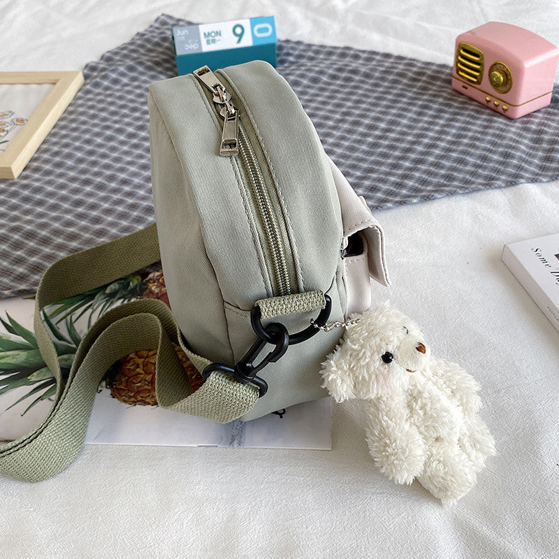 Canvas small bag women's crossbody lightweight shoulder bag 2021 new summer small fresh and cute student mobile phone bag