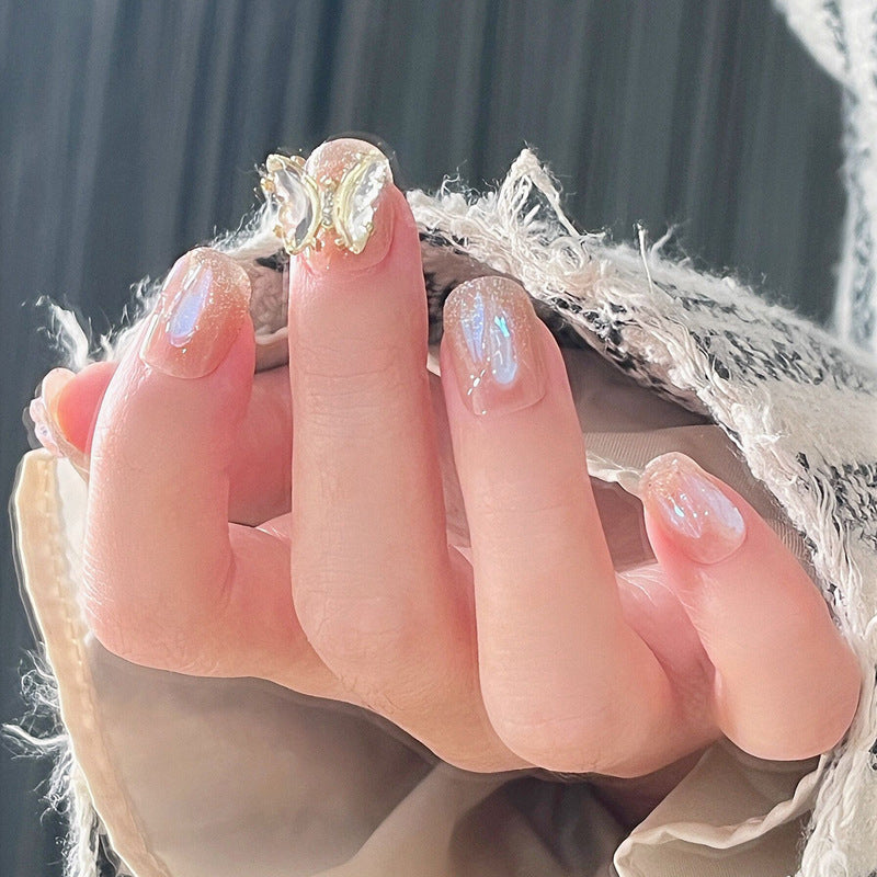 Handmade Nail Patch Wholesale Broken Diamond Love Warm Elf Nail Art Patch Finished Hot Girl Nail Patch Jelly Glue