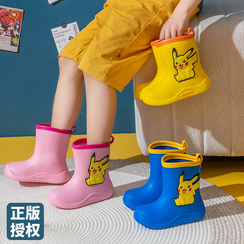 正版皮卡丘儿童卡通雨鞋EVA耐磨防滑宝宝雨靴室外可爱男女童水鞋