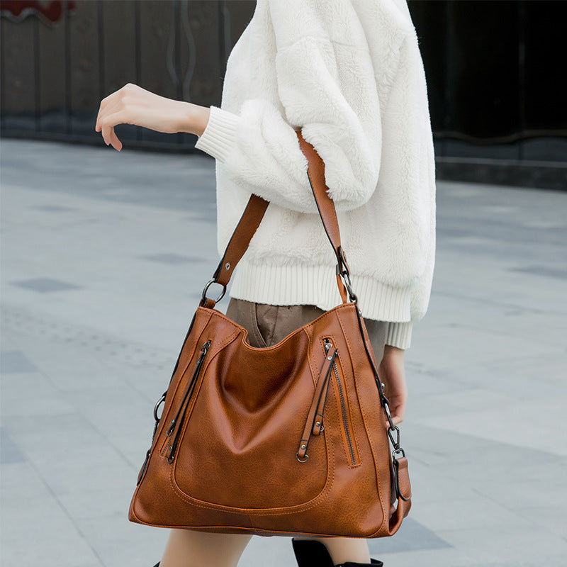 Cross-border new 2023 women's bag trendy fashion large-capacity tote bag handbag one-shoulder cross-body European and American retro large bag