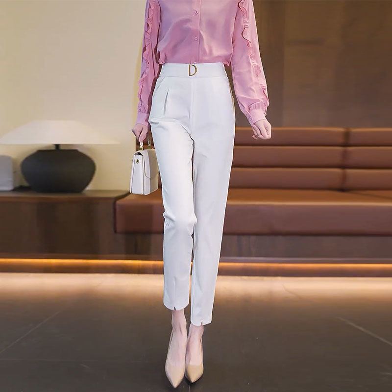 Women's pencil pants women's harem pants high waist loose women's trousers spring and autumn new small slim professional casual pants