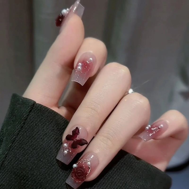 Handmade Nail Patch Wholesale Broken Diamond Love Warm Elf Nail Art Patch Finished Hot Girl Nail Patch Jelly Glue