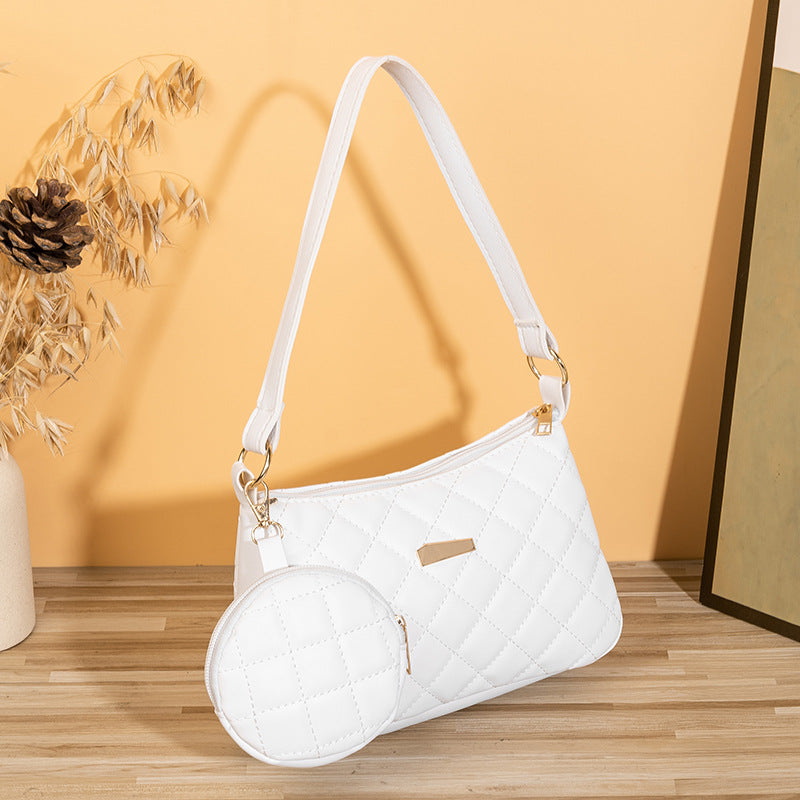 绣花腋下包新款2023ladies bag手机化妆品收纳包菱格单肩包两件套