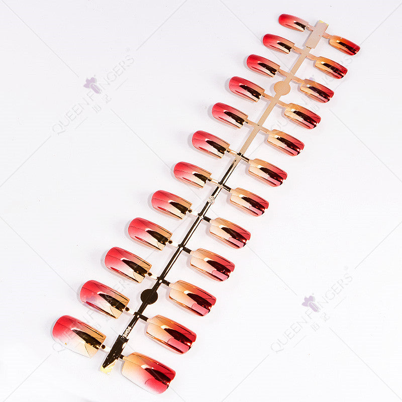 Zhifei manicure finished product 24 pieces of electroplated magic mirror Internet celebrity chameleon neon nail patches nail wear