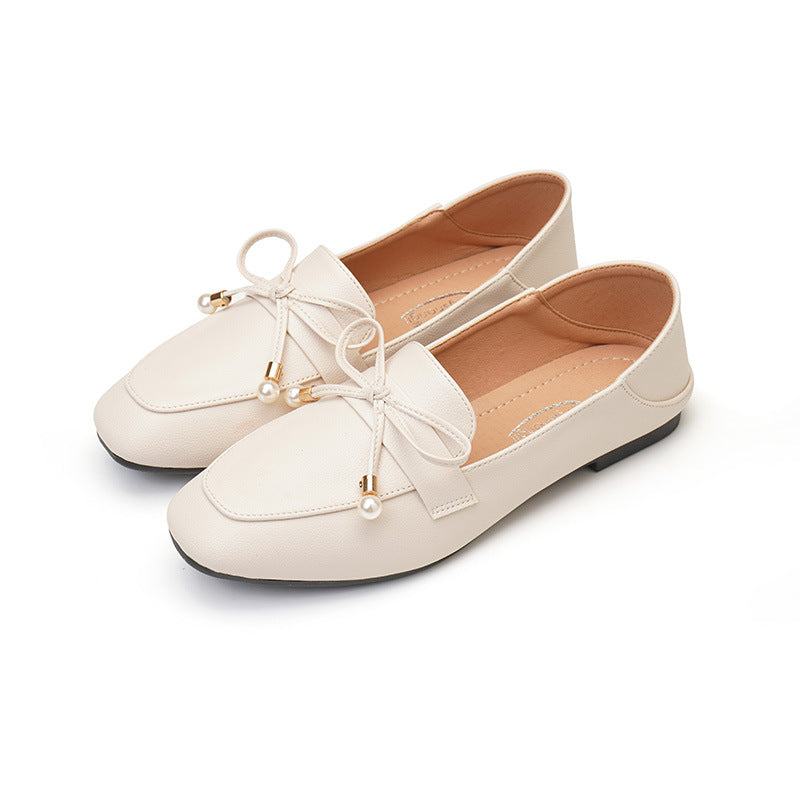 French style flat single shoes women's 2023 spring new British style soft leather shoes one pedal two wear loafers