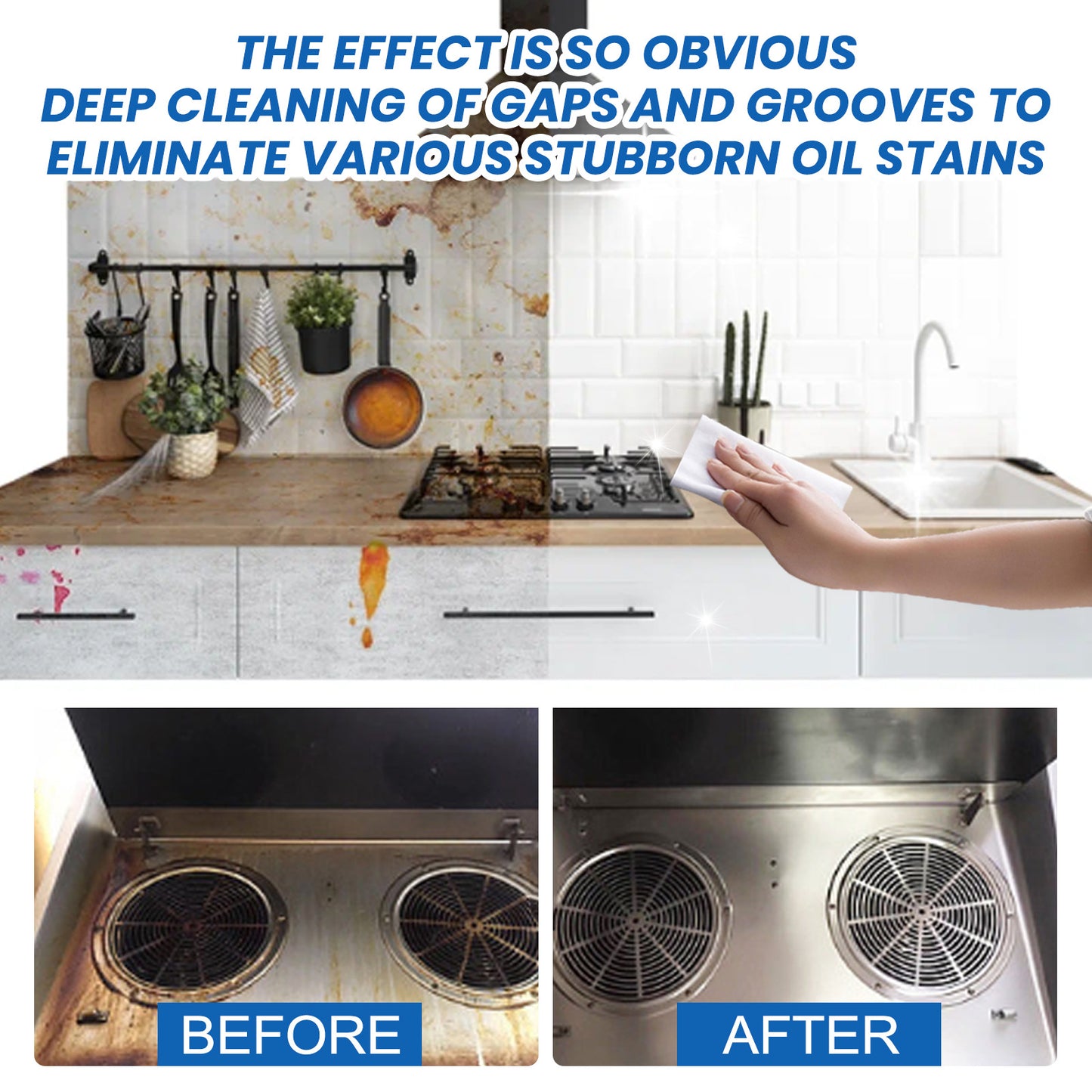 Jue-Fish Kitchen Cleaning Effervescent Tablets Kitchen Stove Range Hood Heavy Oil Dirt and Stains Cleaning Effervescent Tablets