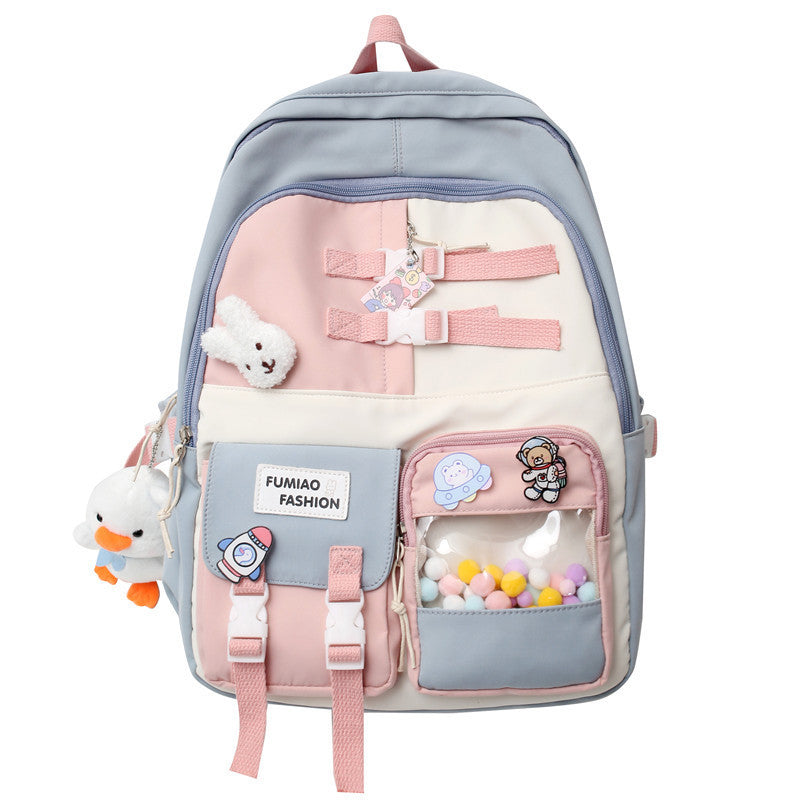 Contrast color backpack ins backpack wholesale Ruiying college student Korean style backpack large capacity middle school student schoolbag female