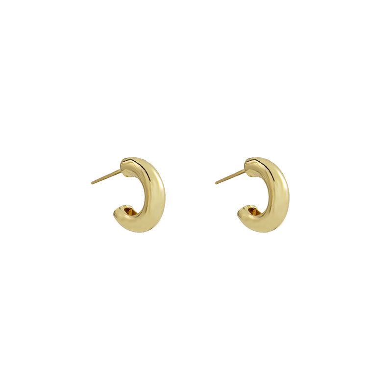 Silver needle C-shaped earrings simple and small metal texture earrings ins style geometric all-match earrings women wholesale