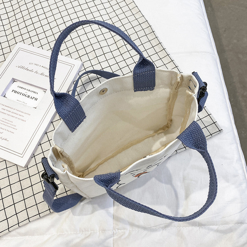 Japanese ins style shoulder cross-body bag bear cute handbag student canvas bag female stationery storage bag