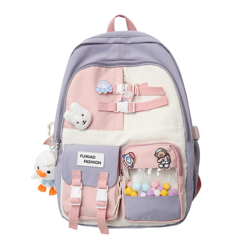 Contrast color backpack ins backpack wholesale Ruiying college student Korean style backpack large capacity middle school student schoolbag female