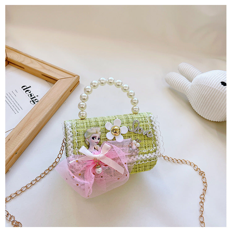 New style children's small square bag, stylish princess handbag, Korean style girl's chain crossbody bag, children's shoulder bag wholesale