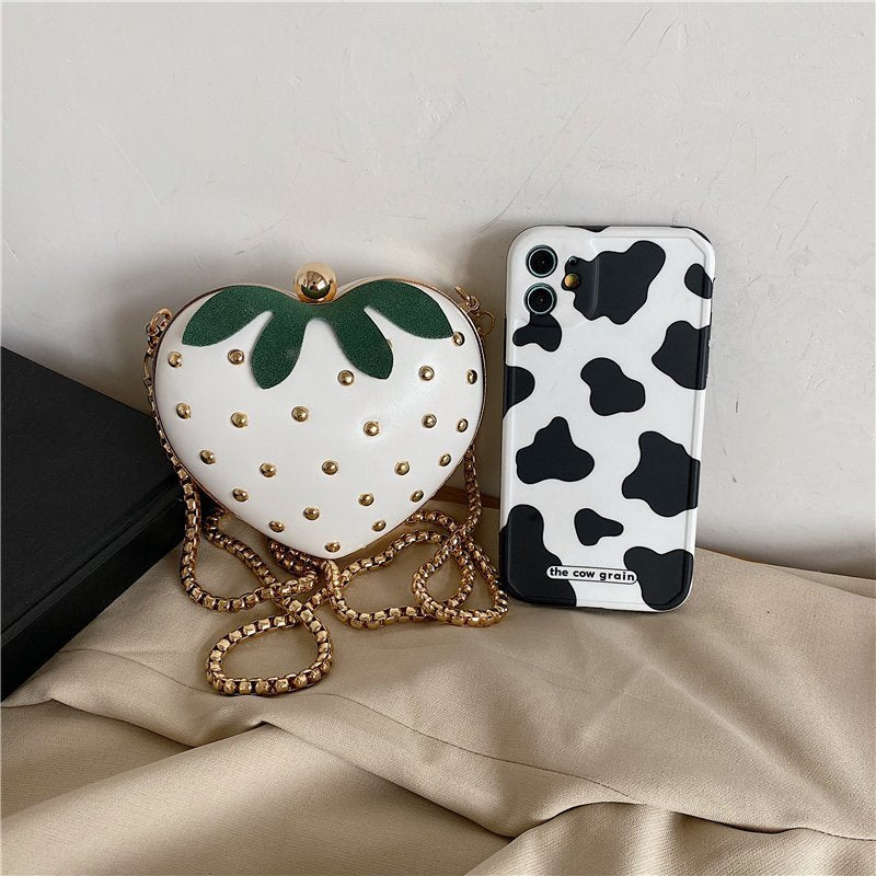 Internet celebrity small strawberry heart-shaped chain bag 2023 cute and stylish cross-body girl ins Internet celebrity mini coin purse