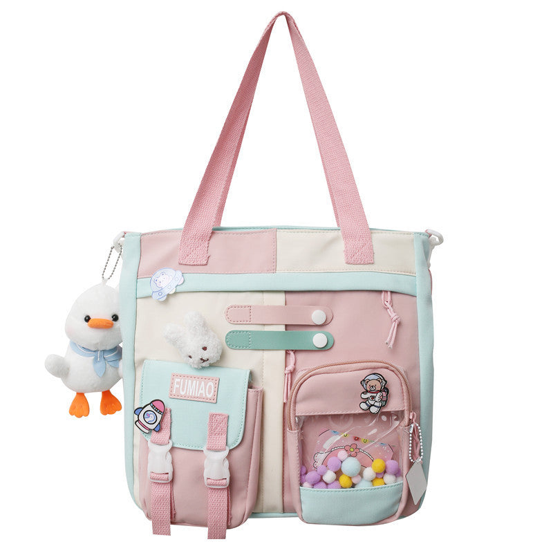 Contrast color backpack ins backpack wholesale Ruiying college student Korean style backpack large capacity middle school student schoolbag female