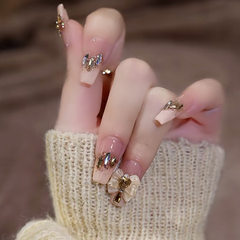 Handmade Nail Patch Wholesale Broken Diamond Love Warm Elf Nail Art Patch Finished Hot Girl Nail Patch Jelly Glue